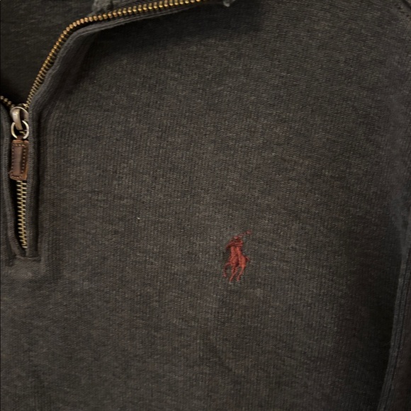 RALPH LAUREN MENS POLO DARK GRAY CHARCOAL QUARTER ZIP SWEATER SZ LARGE PULLOVER - Picture 4 of 7